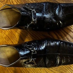 Aerosoles croc Brown slip on heeled mules